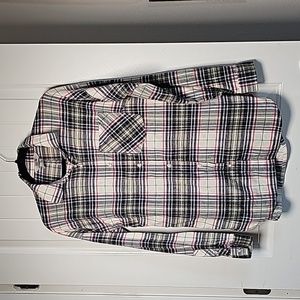 Mountain Hardware sm flannel cream/green/blue/red shirt